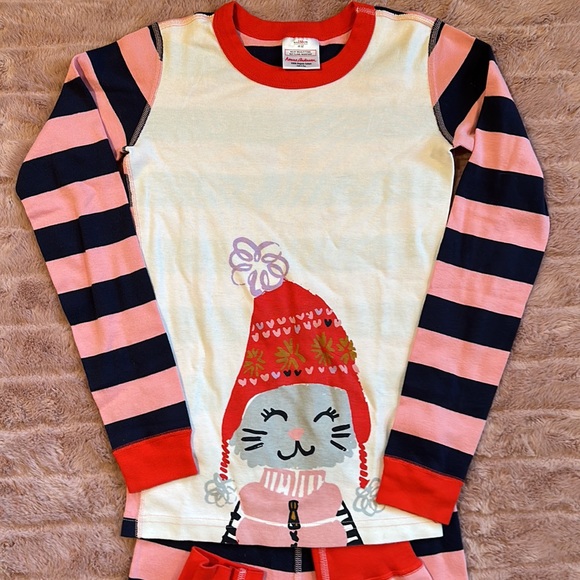 NWOT Hanna Andersson girls’ pajamas, size 150 (12), pink and blue w/ cat - Picture 2 of 10